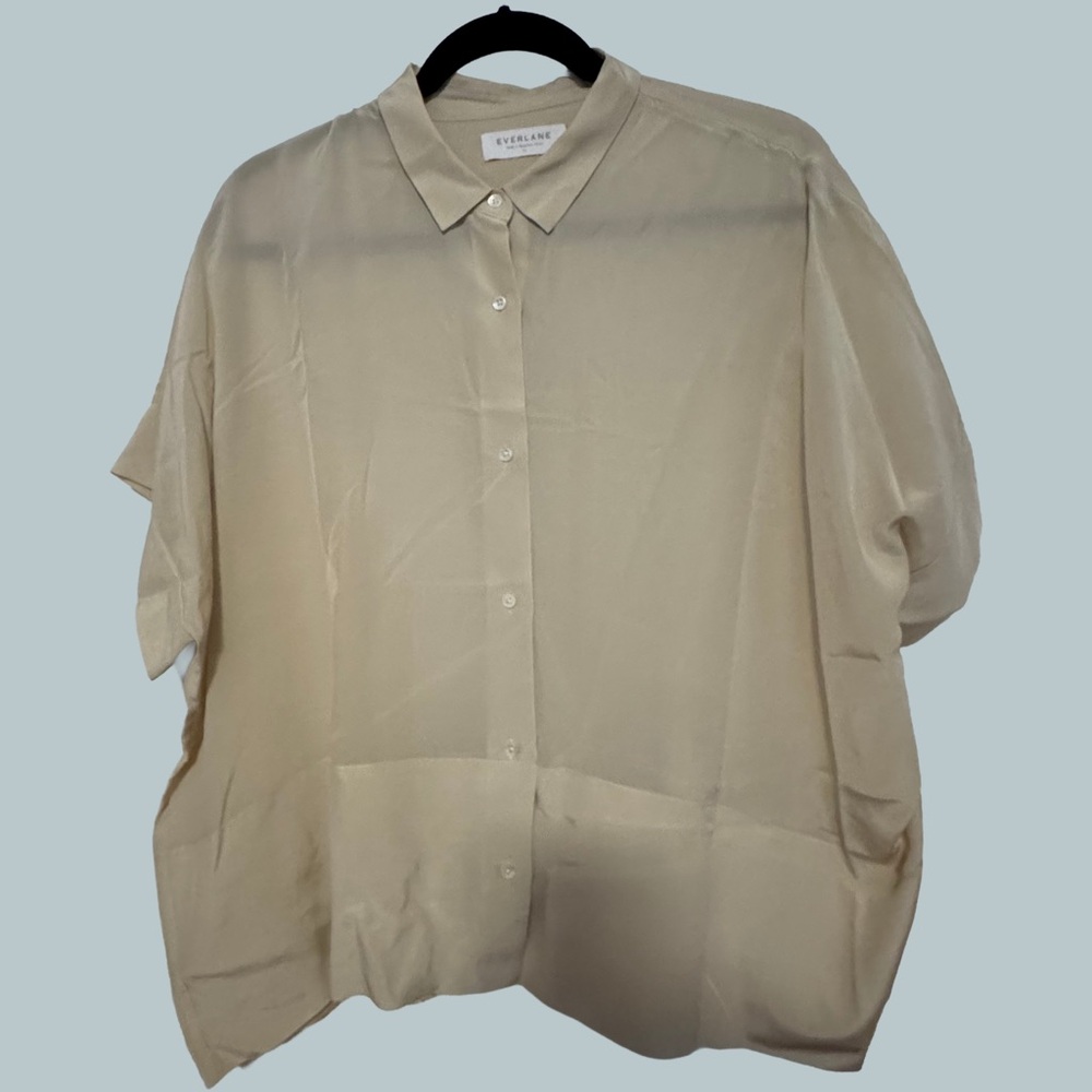 Everlane Women’s Silk Square Short-Sleeve Shirt - Sz14 - Cream